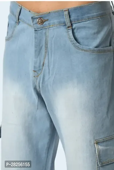 Men Cotton Blend Baggy Plain Jeans-thumb2