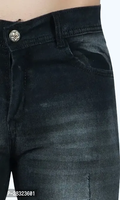Stylish Cotton Blend Slim Fit Grey Rough Jeans For Men-thumb4