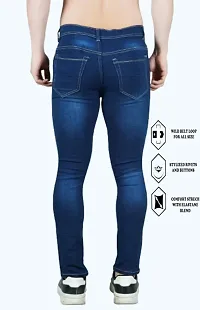 Stylish Cotton Blend Slim Fit Blue Rough Jeans For Men-thumb2