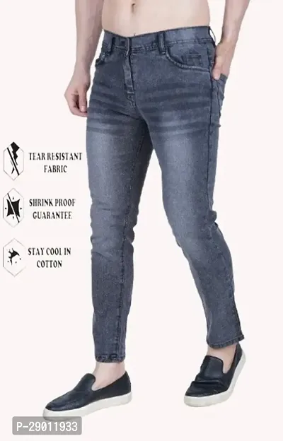 Mevan Slim Fit Cotton Blend Grey Plain Jeans