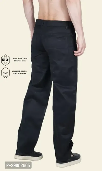 Linaria Baggy Fit Cotton Blend Baggy Black Plain Jeans-thumb2
