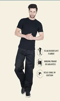 Linaria Baggy Fit Cotton Blend Baggy Black Plain Jeans-thumb1