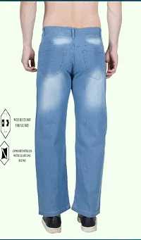 Linaria Baggy Fit Cotton Blend Baggy Sky Blue Plain Jeans-thumb2