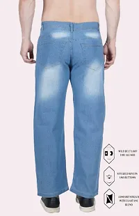 Linaria Baggy Fit Cotton Blend Baggy Sky Blue Plain Jeans-thumb2