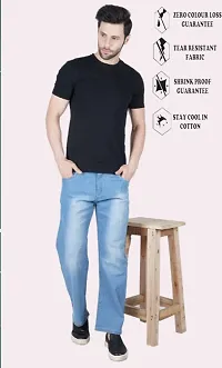 Mevan Baggy Fit Cotton Blend Baggy Sky Blue Plain Jeans-thumb3