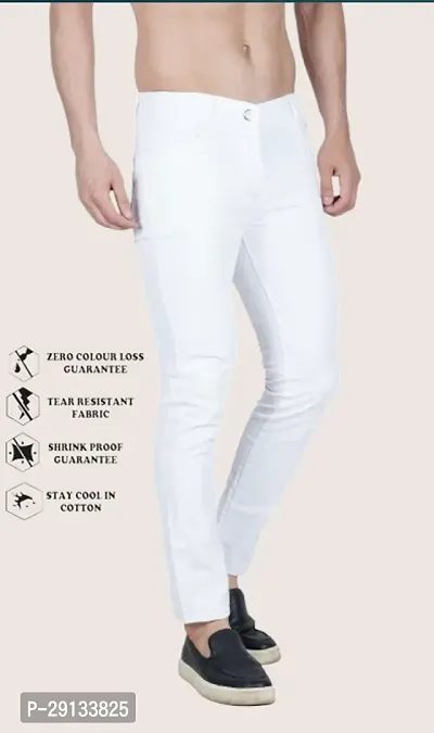 Mevan Slim Fit Cotton Blend White Plain Jeans
