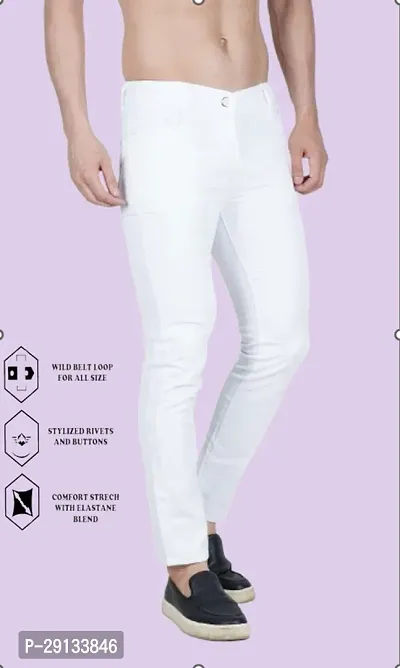 Linaria Slim Fit Cotton Blend White Plain Jeans