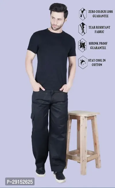 Linaria Baggy Fit Cotton Blend Baggy Black Pocket Jeans-thumb3