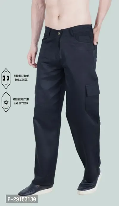 Mevan Baggy Fit Cotton Blend Baggy Black Pocket Jeans-thumb0