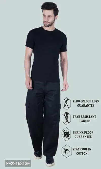 Mevan Baggy Fit Cotton Blend Baggy Black Pocket Jeans-thumb4
