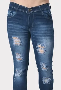 Mevan Slim Fit Cotton Blend Blue Rough Jeans-thumb3