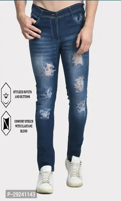 Linaria Slim Fit Cotton Blend Blue Rough Jeans