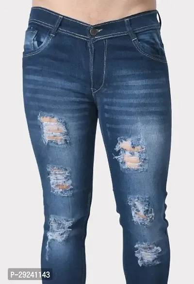 Linaria Slim Fit Cotton Blend Blue Rough Jeans-thumb3