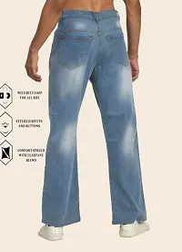 Mevan Baggy Fit Cotton Blend Baggy Sky Blue Plain Jeans-thumb1
