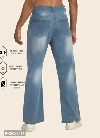 Mevan Baggy Fit Cotton Blend Baggy Sky Blue Plain Jeans-thumb2