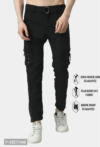 Linaria Jogger Fit Cotton Blend Men Black Cargo