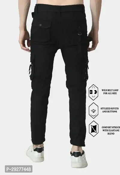 Linaria Jogger Fit Cotton Blend Men Black Cargo-thumb3