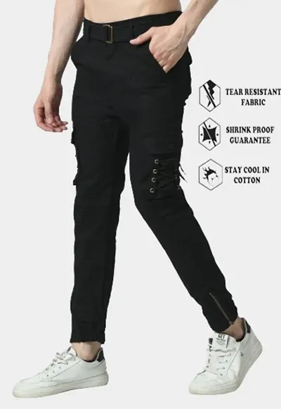 Cotton Blend Solid Regular Fit Cargo Pant for Men