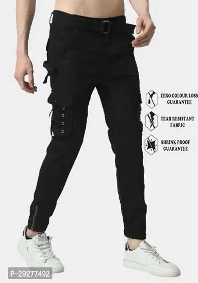 Linaria Jogger Fit Cotton Blend Men Black Cargo