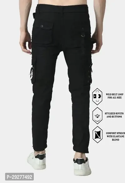 Linaria Jogger Fit Cotton Blend Men Black Cargo-thumb2