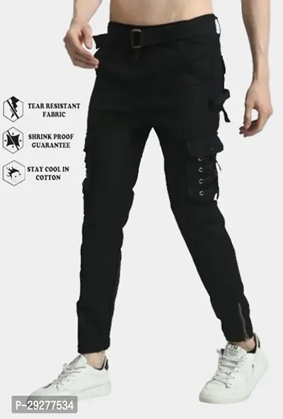 Mevan Jogger Fit Cotton Blend Men Black Cargo