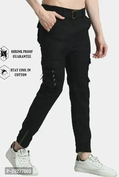 Mevan Jogger Fit Cotton Blend Men Black Cargo-thumb0