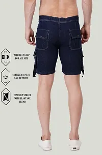 Linaria Regular Fit Denim Shorts Pocket Dark Blue-thumb1