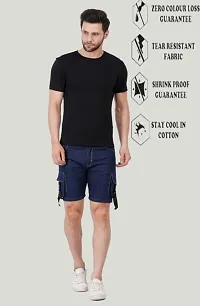 Linaria Regular Fit Denim Shorts Pocket Dark Blue-thumb3