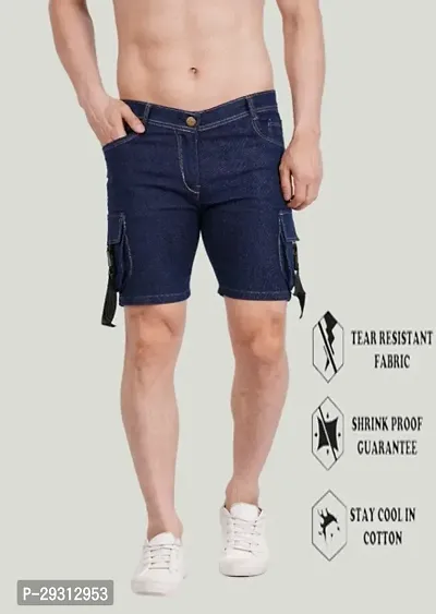 Linaria Regular Fit Denim Shorts Pocket Dark Blue