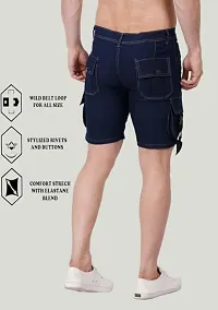 Linaria Regular Fit Denim Shorts Pocket Dark Blue-thumb1