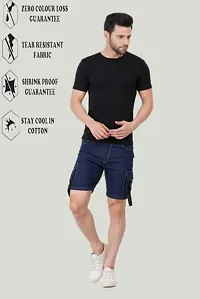 Linaria Regular Fit Denim Shorts Pocket Dark Blue-thumb2