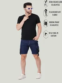 Mevan Regular Fit Denim Shorts Pocket Dark Blue-thumb2