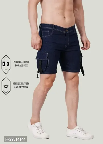 Mevan Regular Fit Denim Shorts Pocket Dark Blue-thumb0