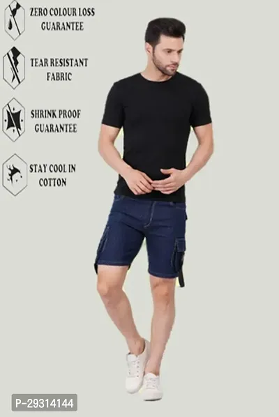 Mevan Regular Fit Denim Shorts Pocket Dark Blue-thumb3