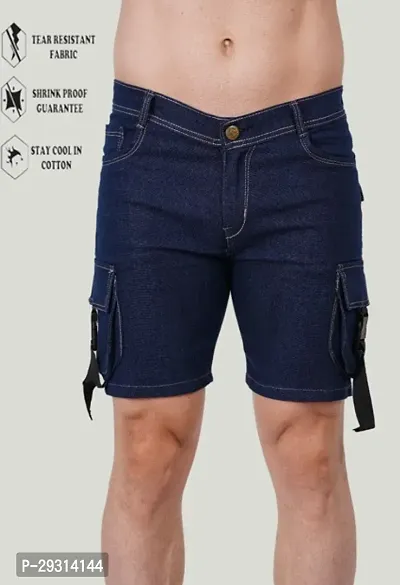 Mevan Regular Fit Denim Shorts Pocket Dark Blue-thumb4