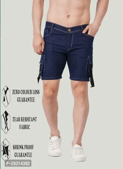 Mevan Regular Fit Denim Shorts Pocket Dark Blue-thumb0