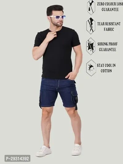 Mevan Regular Fit Denim Shorts Pocket Dark Blue-thumb4