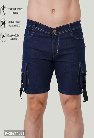 Mevan Regular Fit Denim Shorts Pocket Dark Blue-thumb3