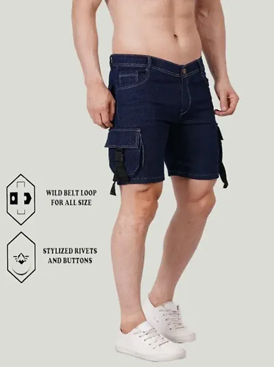 Linaria Regular Fit Denim Shorts Pocket Dark Blue