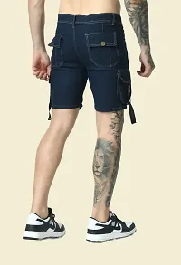 Mevan Regular Fit Denim Shorts Pocket Dark Blue-thumb1