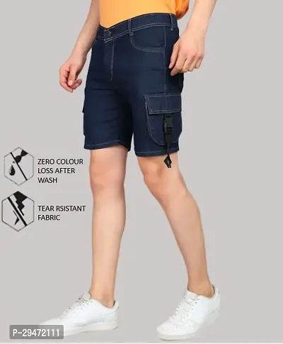 Linaria Regular Fit Denim Shorts Pocket Dark Blue