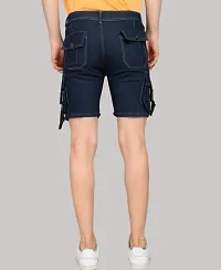 Linaria Regular Fit Denim Shorts Pocket Dark Blue-thumb1