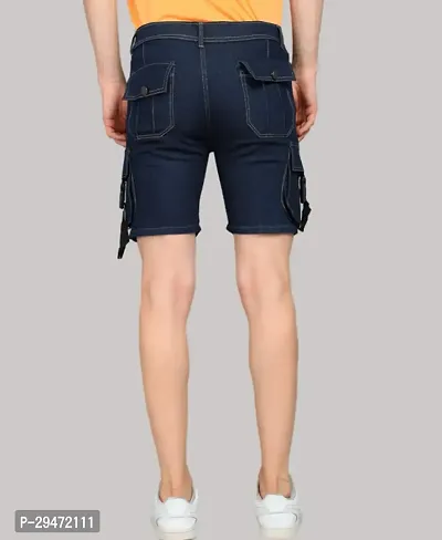 Linaria Regular Fit Denim Shorts Pocket Dark Blue-thumb2