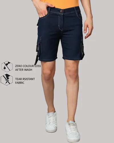 Mevan Regular Fit Denim Shorts Pocket Dark Blue For Men