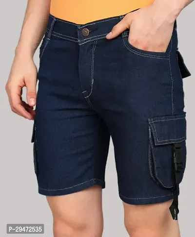 Mevan Regular Fit Denim Shorts Pocket Dark Blue-thumb4