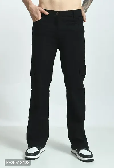 Linaria Baggy Fit Denim  Black Pocket Jeans