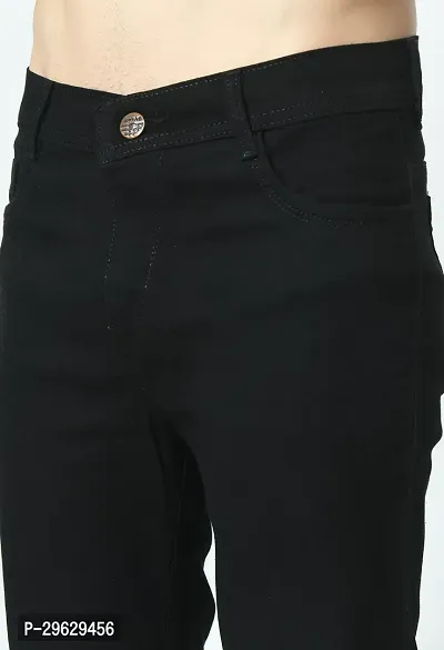 Trendy Baggy Fit Denim Black Plain Jeans for Men-thumb2