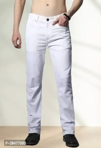 Linaria Loose Fit Denim White Baggy Plain Jeans-thumb0