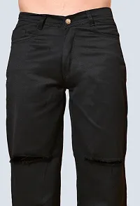 Trendy Black Loose Fit Denim Baggy Knee Cut Jeans For Men-thumb1