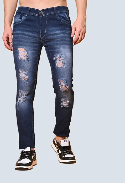 Trendy Regular Fit Rough Jeans For Men